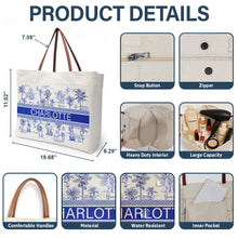 Load image into Gallery viewer, Dog Mom Dog Lovers Toile De Joey Pattern - Personalized Leather Handle Tote Bag Leather Handle Tote Bag HeartfulPaws
