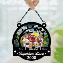 Load image into Gallery viewer, Together Since Couple Anniversary - Personalized Window Hanging Suncatcher Ornament Window Hanging Suncatcher Ornament HeartfulPaws
