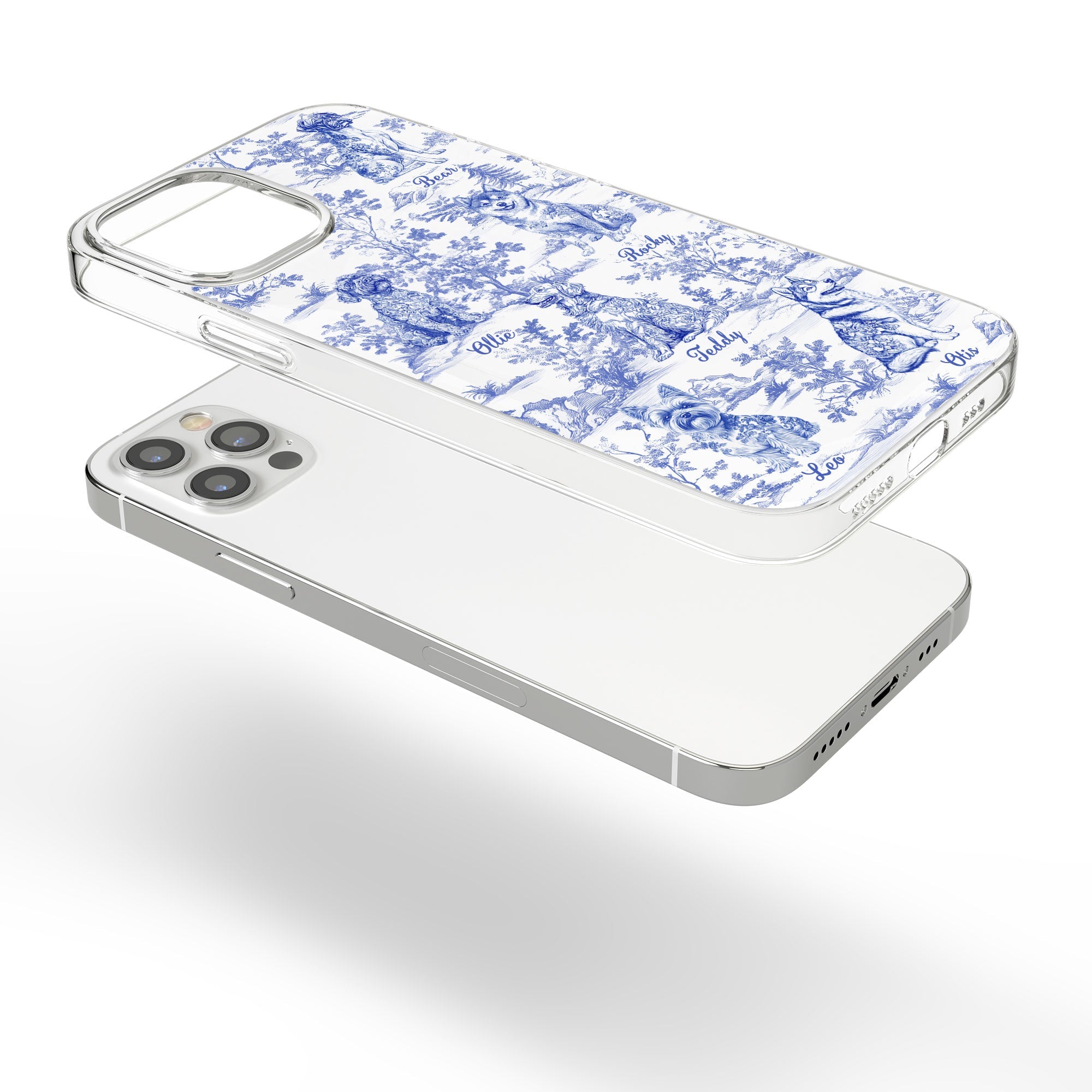 Dog Lover Gifts Toile De Jouy Dog Custom Breeds - Personalized Clear Phone Case Clear Phone Case HeartfulPaws
