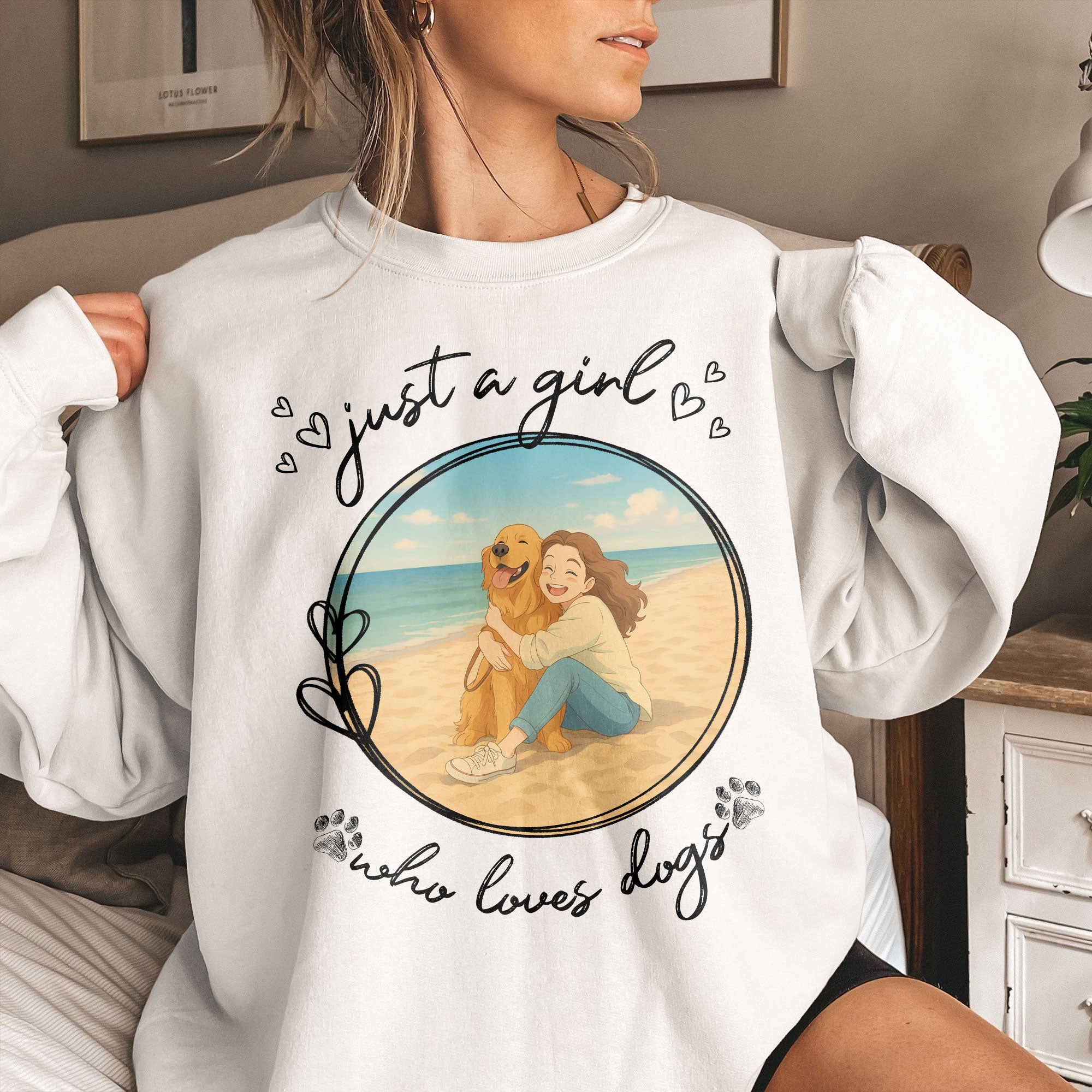 Just A Girl Who Loves Dogs Cartoon Version - Personalized Photo Shirt Shirt HeartfulPaws