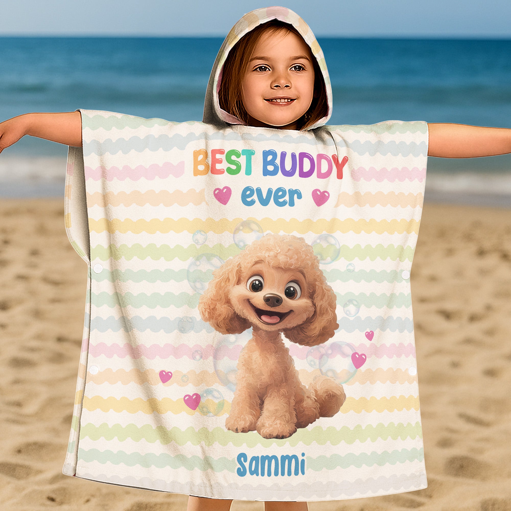 Best Buddy Ever - Personalized Kids Hooded Towel Kids Hooded Towel HeartfulPaws