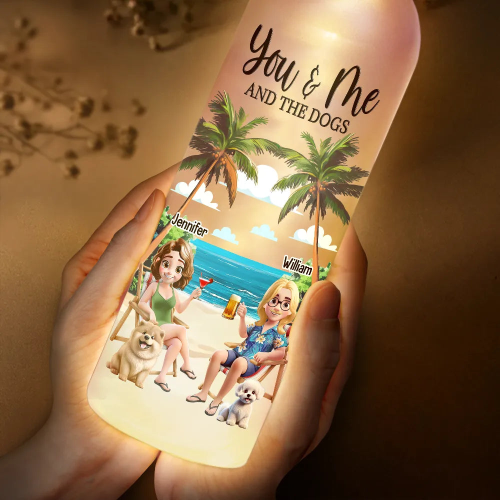 You Me And The Dogs Beach View - Personalized Bottle Light Bottle Light HeartfulPaws