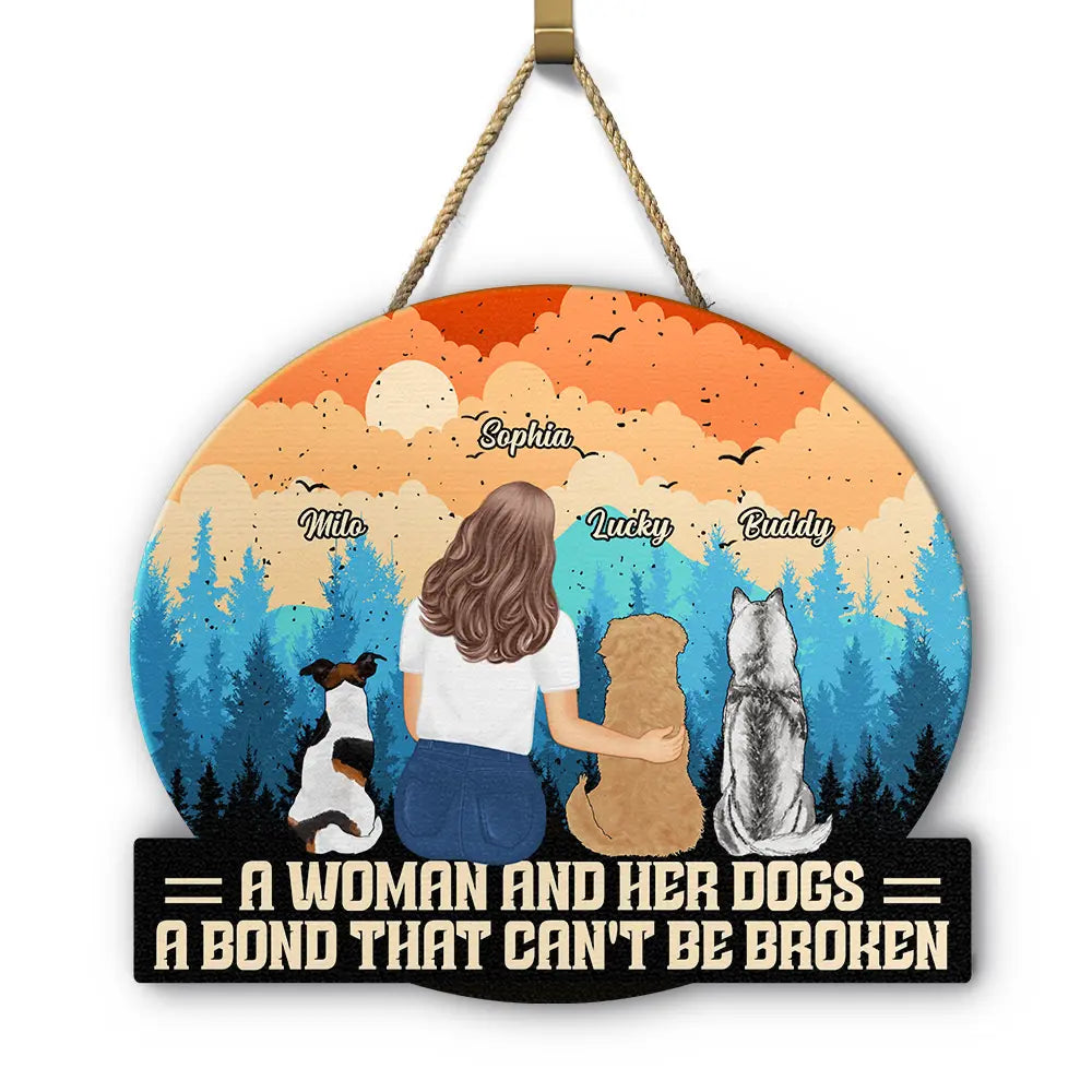 Unbreakable Bond Dog Mom Dog Dad - Personalized Custom Shaped Wood Sign Wood Shaped Sign HeartfulPaws
