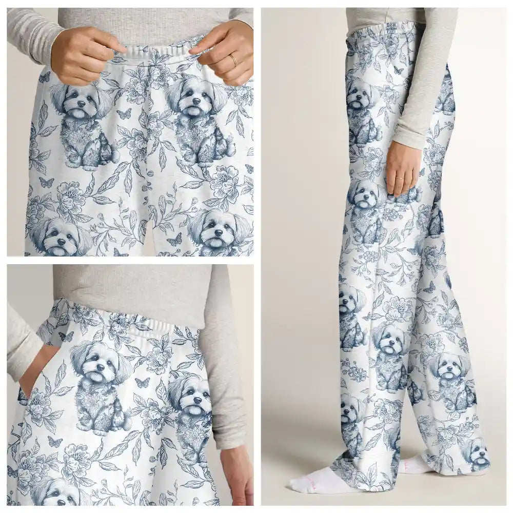 Chinoiserie Toile Dog - Personalized Pajama Pants Pajama Pants HeartfulPaws