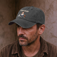 Load image into Gallery viewer, Man &amp; His Dog A Bond Can't Be Broken - Personalized Distressed Denim Cap Distressed Denim Cap HeartfulPaws
