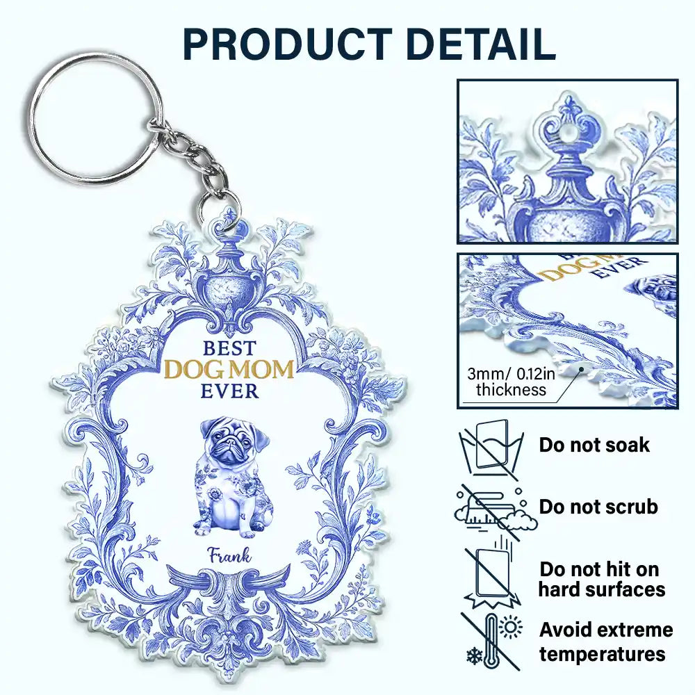 Toile De Jouy Dog Mom - Personalized Acrylic Keychain Acrylic Keychain HeartfulPaws