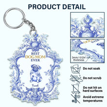Load image into Gallery viewer, Toile De Jouy Dog Mom - Personalized Acrylic Keychain Acrylic Keychain HeartfulPaws
