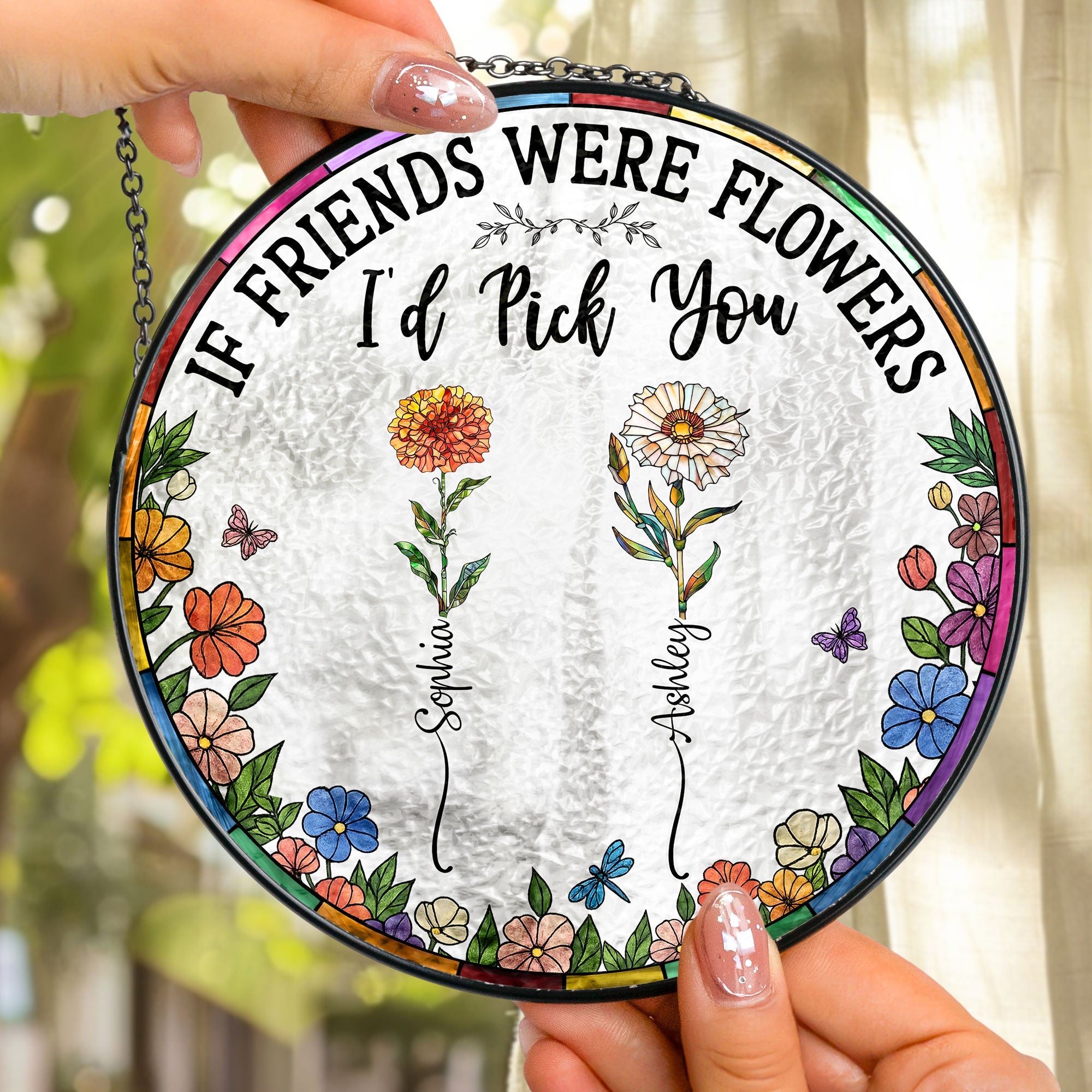 Friend I'd Pick You - Personalized Stained Glass Window Hanging Suncatcher Stained Glass Window Hanging Suncatcher HeartfulPaws