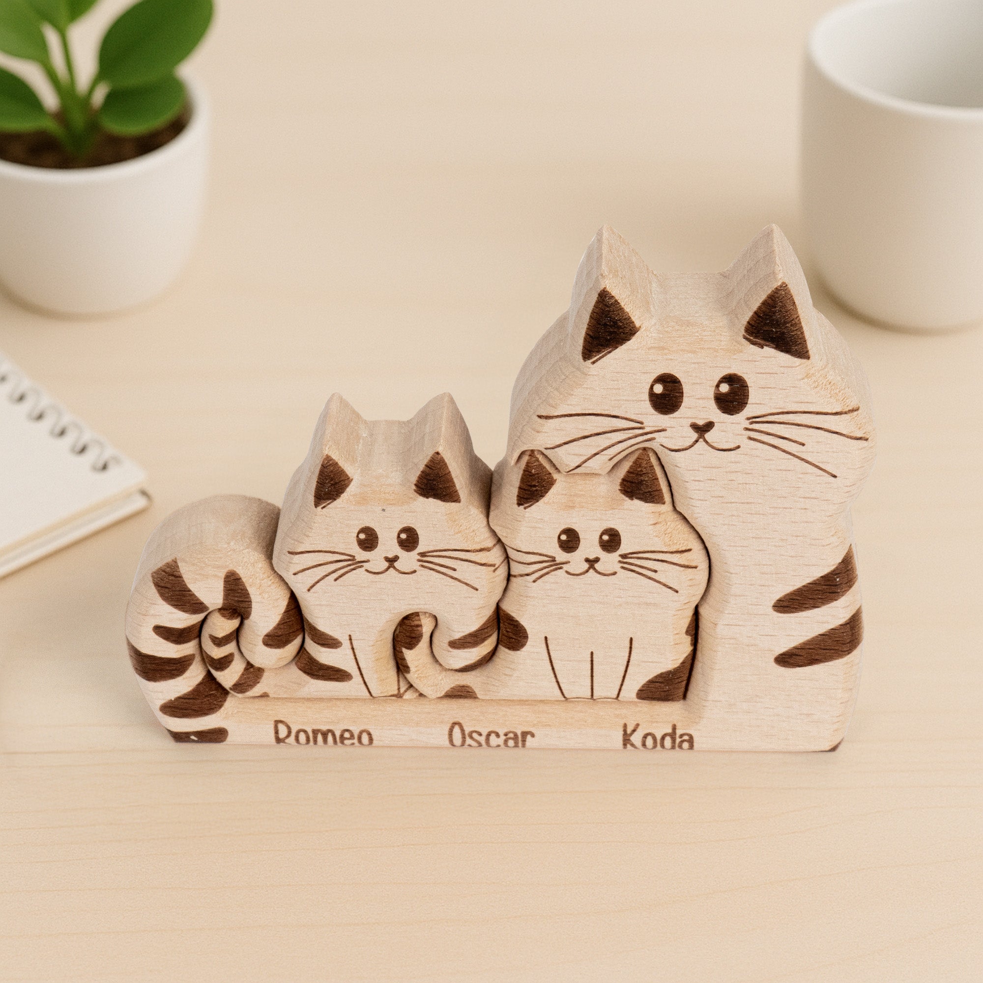 Cat Mom - Personalized Wooden Cat Family Puzzle Wooden Family Puzzle HeartfulPaws