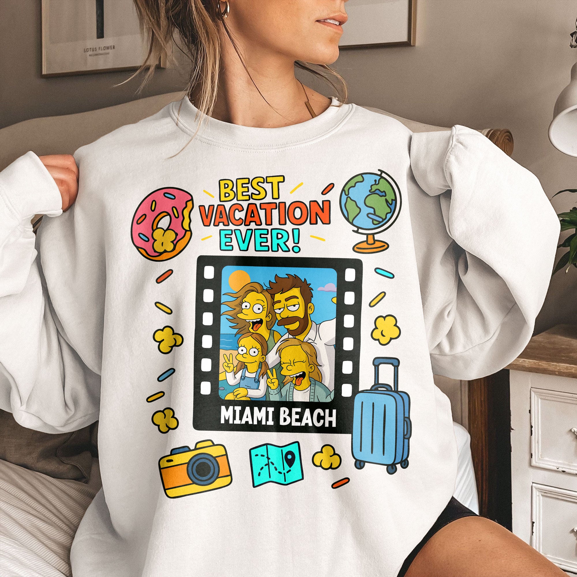 Best Vacation Ever Simpsonized Portrait - Personalized Photo Shirt Shirt HeartfulPaws