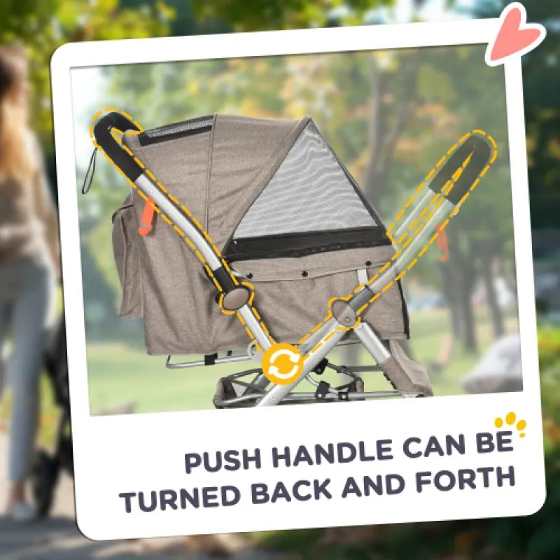 Dog Stroller For Small Dogs Cats, 4 Wheels One-Click Fold Pet Stroller With Swivel Wheels, Pet Accessories, Products For Your Pet HeartfulPaws