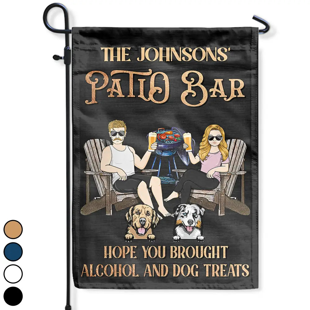 Couple Pool & Patio Bar Hope You Brought Alcohol & Dog Treats - Personalized Flag Flag HeartfulPaws