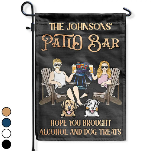 Couple Pool & Patio Bar Hope You Brought Alcohol & Dog Treats - Personalized Flag Flag HeartfulPaws