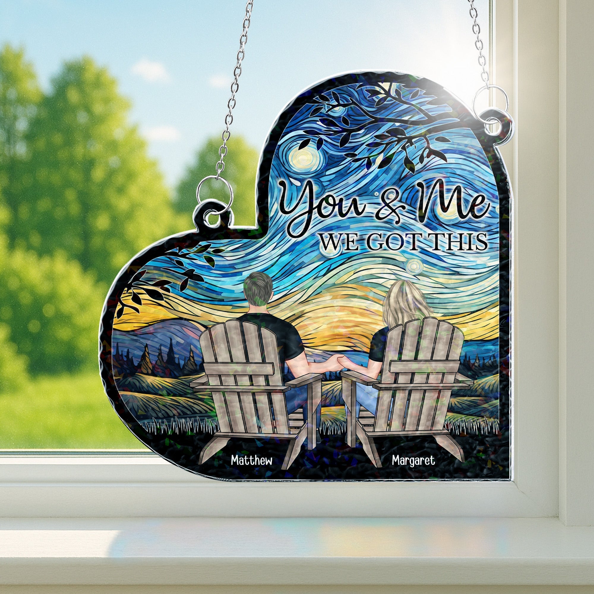 You & Me We Got This Couple Gift Anniversary Gift - Personalized Window Corner Suncatcher Window Corner Suncatcher HeartfulPaws