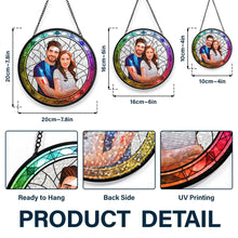 Load image into Gallery viewer, Custom Photo Portrait Couple Family Pet - Personalized Stained Glass Window Hanging Suncatcher Stained Glass Suncatcher HeartfulPaws

