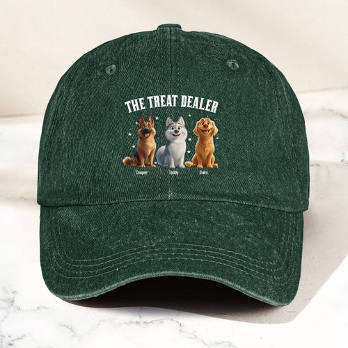 The Treat Dealer - Personalized Distressed Denim Cap Distressed Denim Cap HeartfulPaws