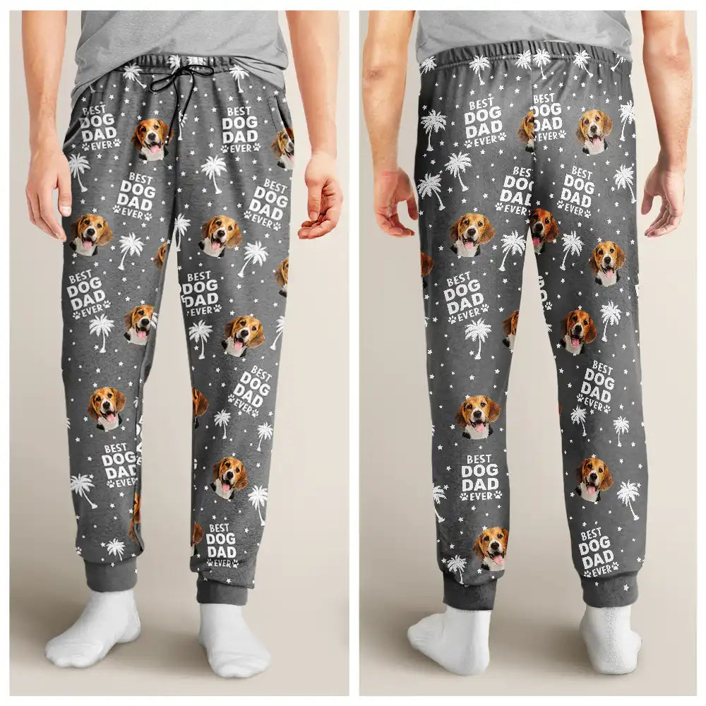 Custom Photo Best Dog Cat Dad Mom Ever - Personalized Pajama Pants Pajama Pants HeartfulPaws