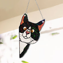 Load image into Gallery viewer, Peeking Cat - Personalized Window Corner Suncatcher Window Corner Suncatcher HeartfulPaws
