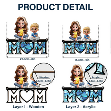 Load image into Gallery viewer, Young Mother Daughter Son We Love You Mom 3D Cartoon - Personalized Window Hanging Suncatcher Ornament Window Hanging Suncatcher HeartfulPaws
