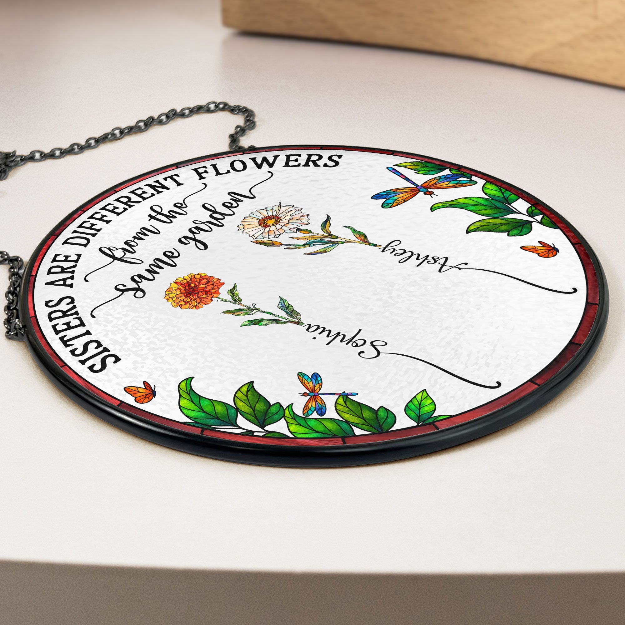 Flowers From Same Garden - Personalized Stained Glass Window Hanging Suncatcher Stained Glass Window Hanging Suncatcher HeartfulPaws